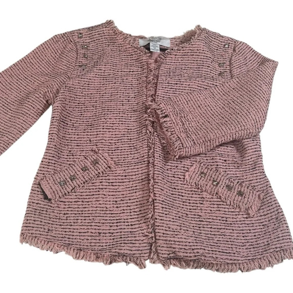 American Rag Cie Sz M Distressed Tweed Studded Crop Jacket Boho Rocker Chic - Picture 2 of 12